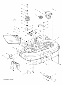 Part Location Diagram of 683-0254B Husky Deck Adjustment Bracket W/ Weld Nut